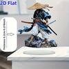 1 pièce Statuette Acrylique Guerrier Plat 2D - Art Guerrier Traditionnel Décoration Double Épée, Décoration de Maison, Décoration de Bureau,