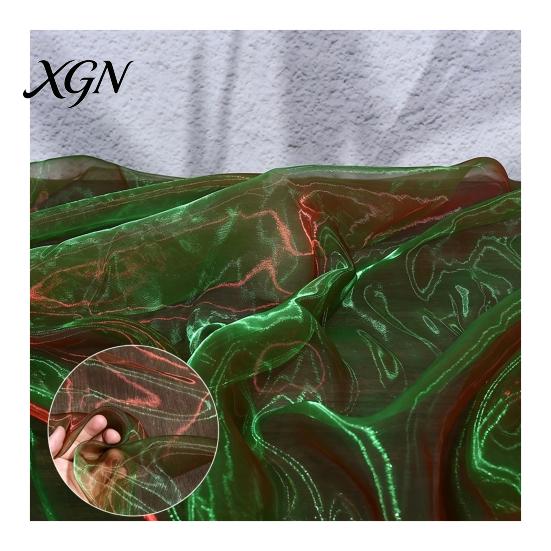 Durable Organza for Fashion Accessories 1 Yard Two Tone Sheer Fabric, 60 Inch Wide Iridescent Silky Decorative Fabric Christmas Tree Ornaments Glitter