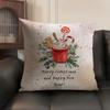 Christmas Pink Gingerbread Cushion Cover Natural Linen Organic Fabric Double-Sided Printing Sofa Home Decor Gift Pillow Case