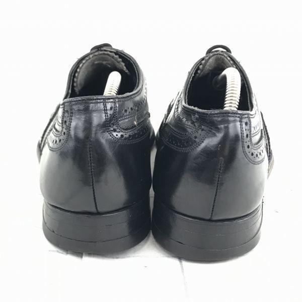 80s-90s Vintage Florsheim Goodyear Welt Leather Wingtip 26.5 Black Dress Shoes(USED)