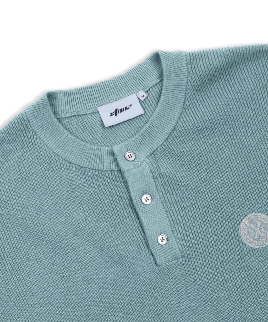 XTONZ Xtk166 Loose Fit Henley Neck Pullover Knit (Mint)