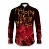 Festive Long-sleeve Shirt with Happy New Year Fireworks Print, Great for Celebrations.
