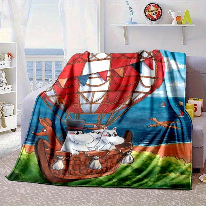 white hippo Fishing Adventure Blanket Flannel Blanket for bed, sofa, Camping, Hiking, Picnic Essentials, gift for family Fan gifts
