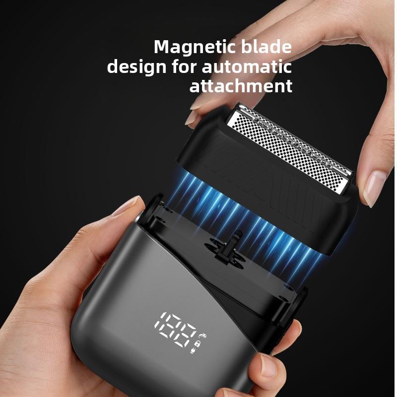 Two-in-one Reciprocating Razor with Digital Display, Magnetic Attachment, Three Blades, Portable Multi-functional Electric Trimmer