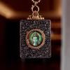 3D Hand-Painted Yellow Jambhala Thangka Zhakiram Gau Box Necklace