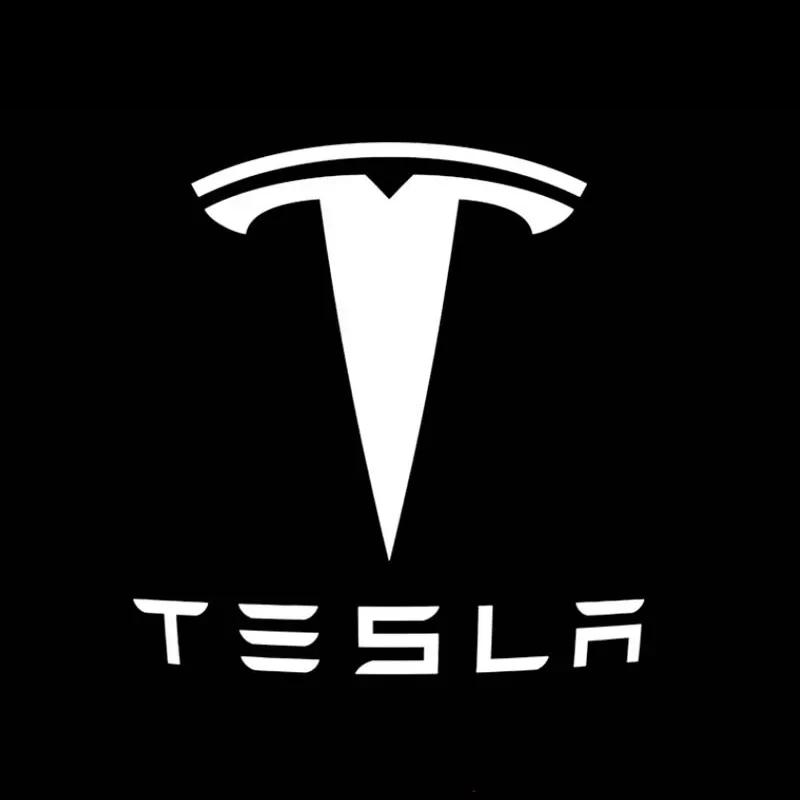 Car Sticker Tesla 2 pieces LED Courtesy Ghost Shadow Welcome Light Laser Logo Projector Door Lamp For Tesla 2018-2025 Model X S