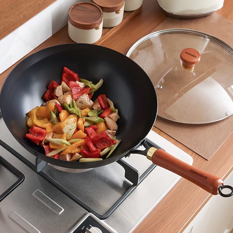 GLASSLOCK Precision Iron Non-Coated Stir-Fry Wok