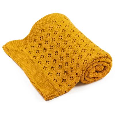 Bamboo Blanket Openwork Musta, 100x80 Cm, Yellow Mustard