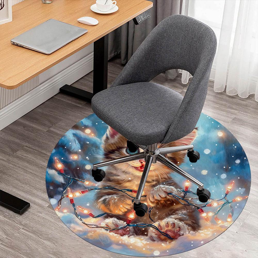 1PC cat lights Office Round Area Rug, Under Office Chairs Bedroom Living Room Home Decor,Carpet for Office, -1110192
