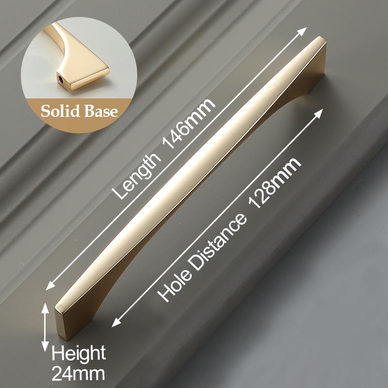 KAK Zinc Alloy Bright Gold Cabinet Pulls Light Luxury Stylish Kitchen Handles for Furniture Drawer Knobs Cabinet Hardware