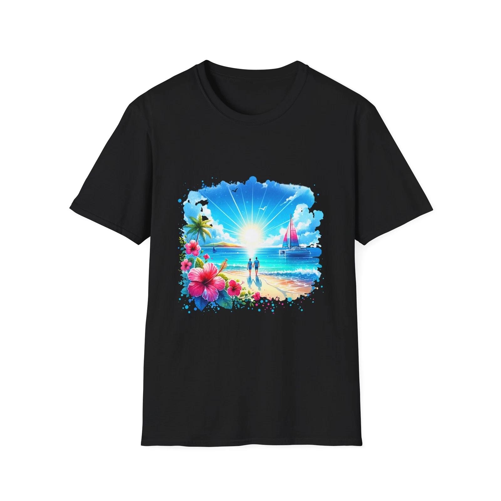 Tropical Sunset Unisex T-Shirt, Beachwear, Summer Vibe, Gift for Travelers, 3XL