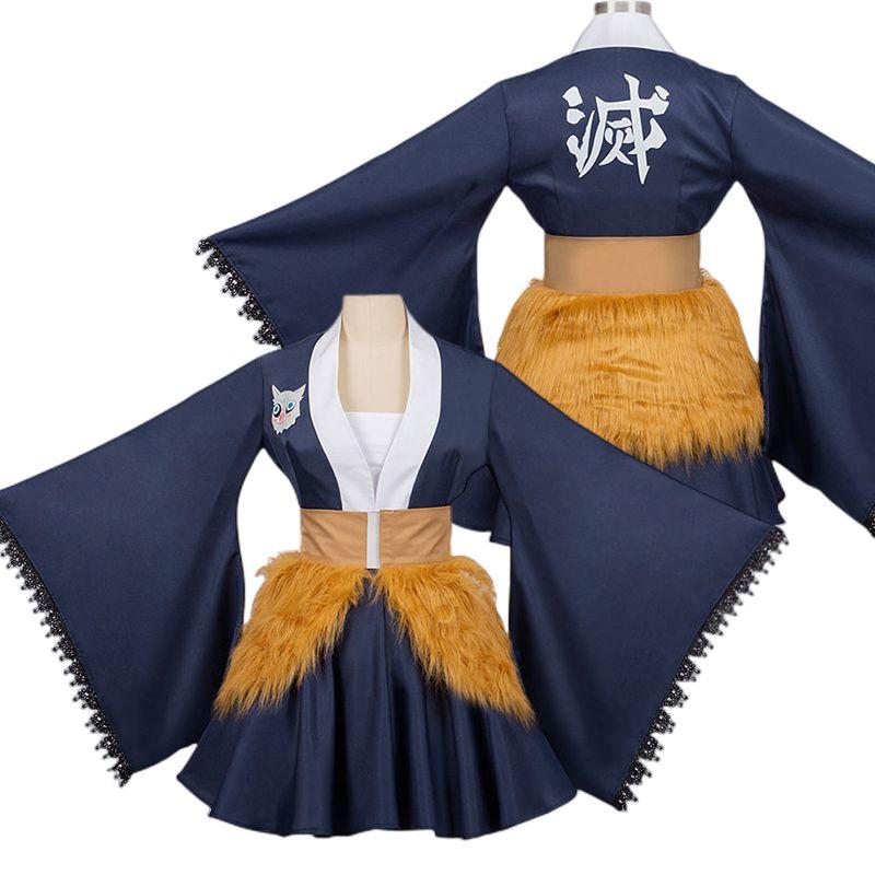 Slayer Hashibira Demon Inosuke Cosplay Adult Girl Costume Dress Uniform Outfit
