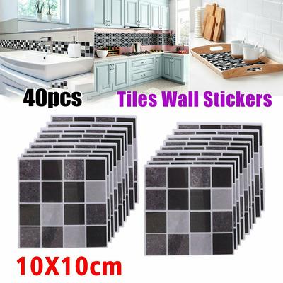40pcs 4*4 inch Tile Sticker Kitchen Bathroom Sticker on Wall Tile Decal