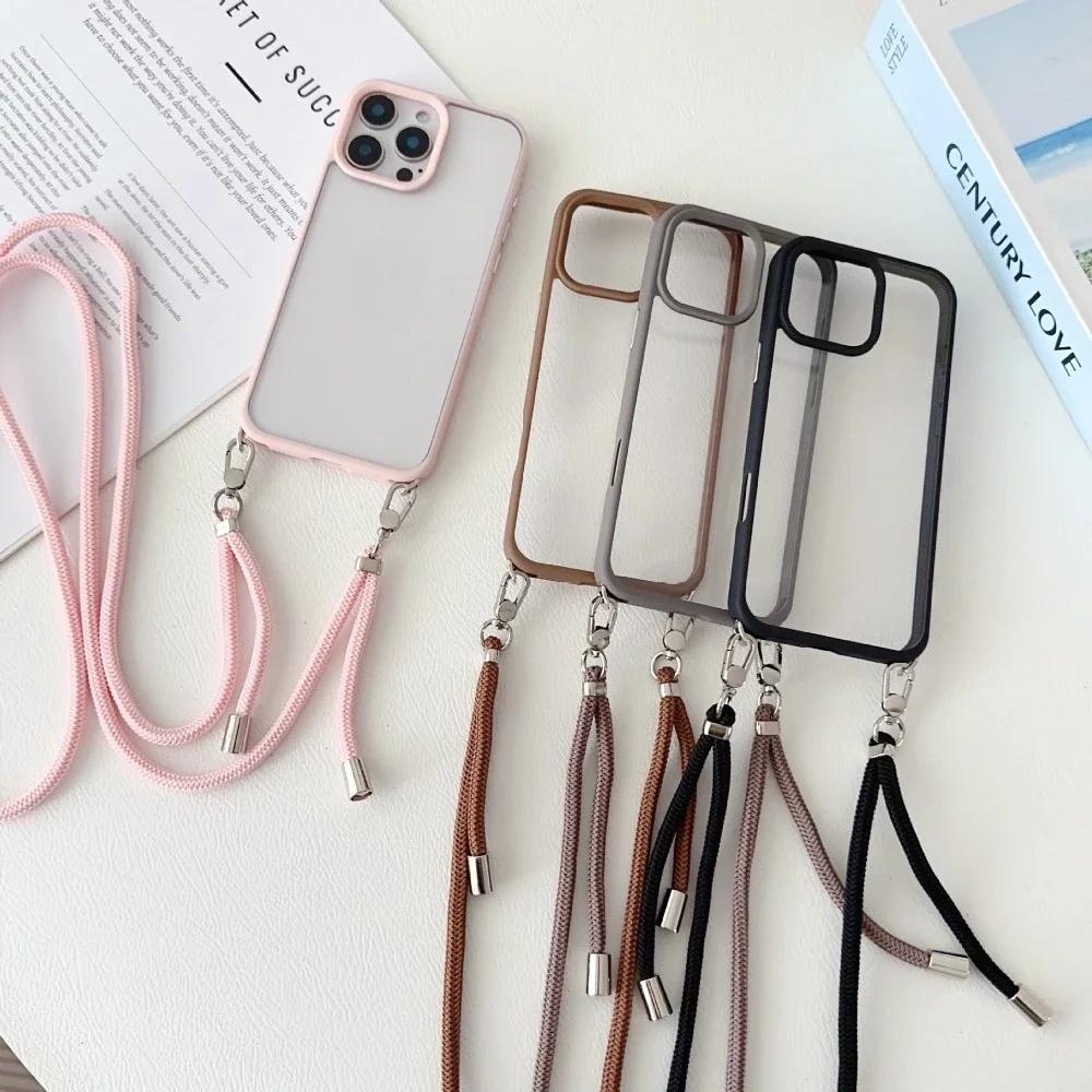 Crossbody Transparente Telefonhülle für iPhone 16 Pro Max 15 14 Plus 13 Verstellbare Halskette Lanyard Stoßfeste Schutzhülle