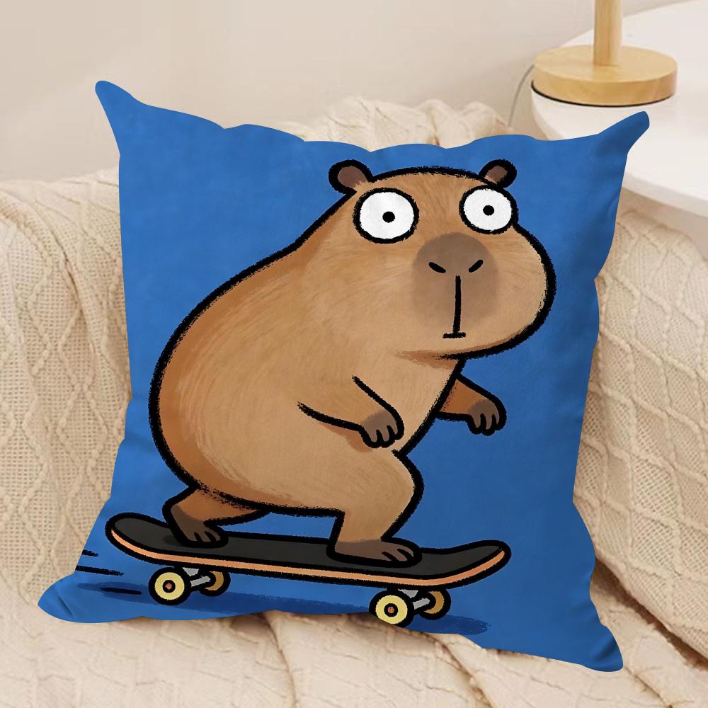 Cute Kicapara Cartoon Cushion Cover Silky Short Plush Invisible Zipper Dustproof Sofa Pillow Case For Home Decor