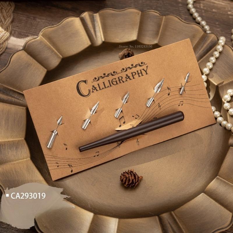 Card-mounted Solid Wood Watercolor Pen Pole with Tip Set Students' Calligraphy Writing Hand-drawing Comic Creation Dip Pens