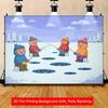 2D Winter Fishing Background Cloth for Kids Birthday Photo Booth Prop