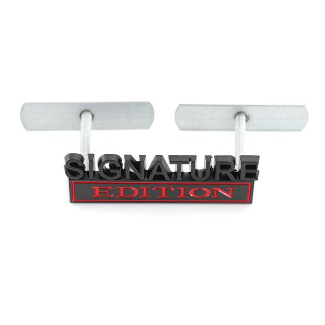 1Pc 3D Metal SIGNATURE Edition Logo Car Front Grille Badge Side Fender Rear Trunk Emblem Sticker Decal