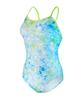 Laelliseupocheu [Rsla418 Mlt] Perfume Foil Double Strap X-Back Swimsuit Multi