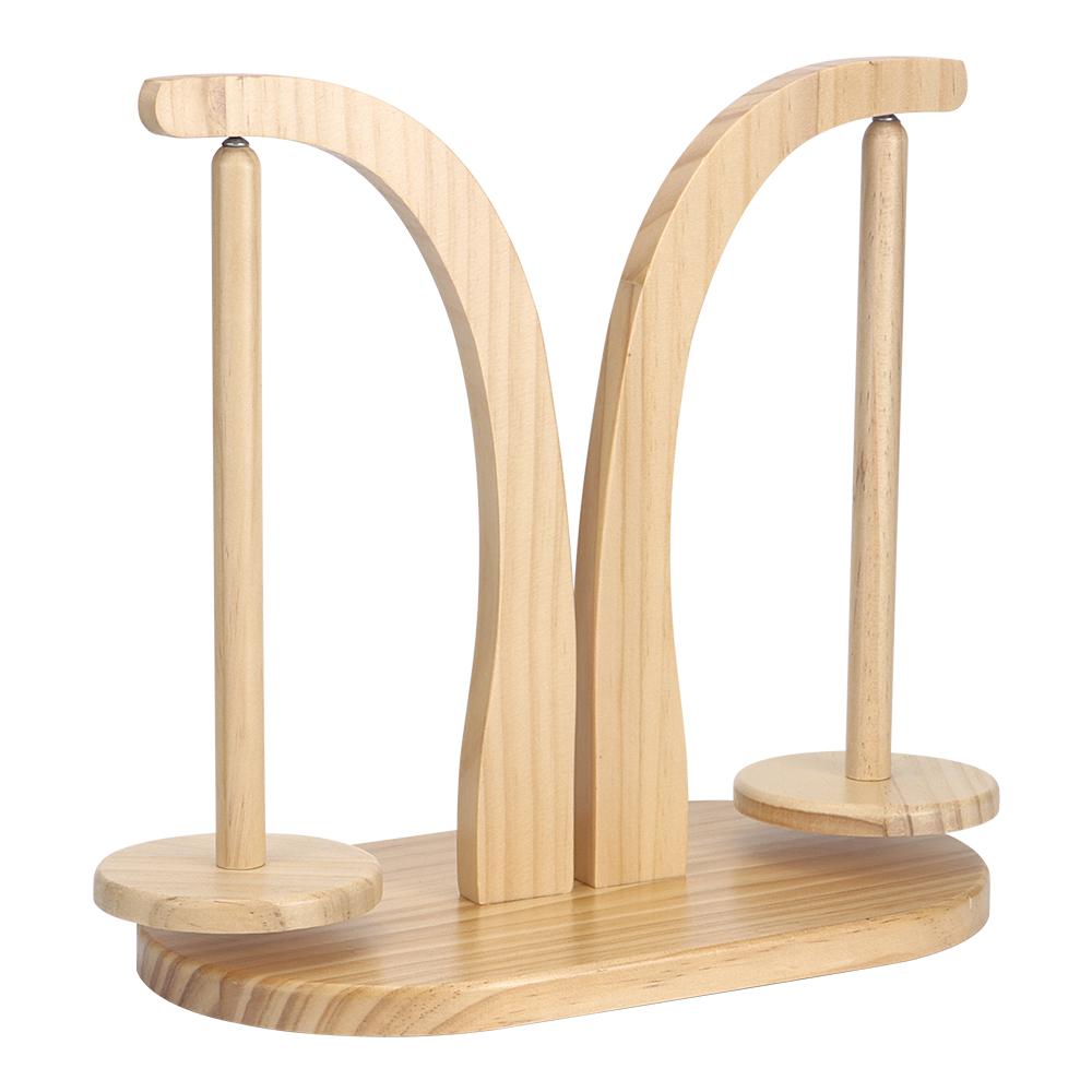 1pc Double Roller Wooden Yarn Winder Tool, Rotatable Yarn Spool Holder, DIY Knitting & Crochet Yarn Threads Storage Rack Frame