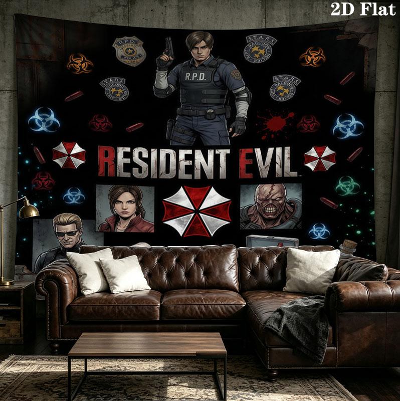 Resident Evil Wall Tapestry Aesthetic Wall Hanging Printed Fabric Blanket Decorative Tapestries For Bedroom Living Room Home Decor