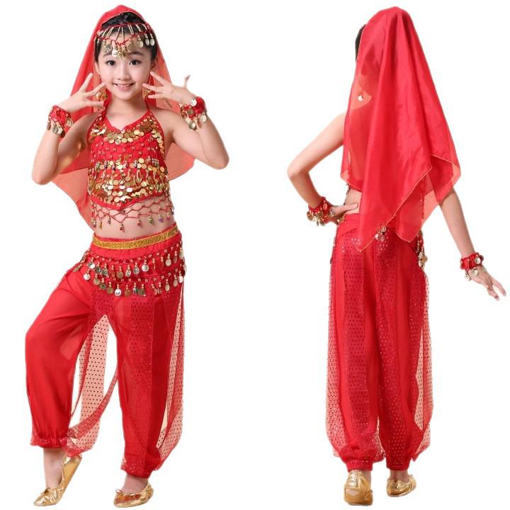 Kids' Performance Costume: Xinjiang & Indian Dance Set for Girls
