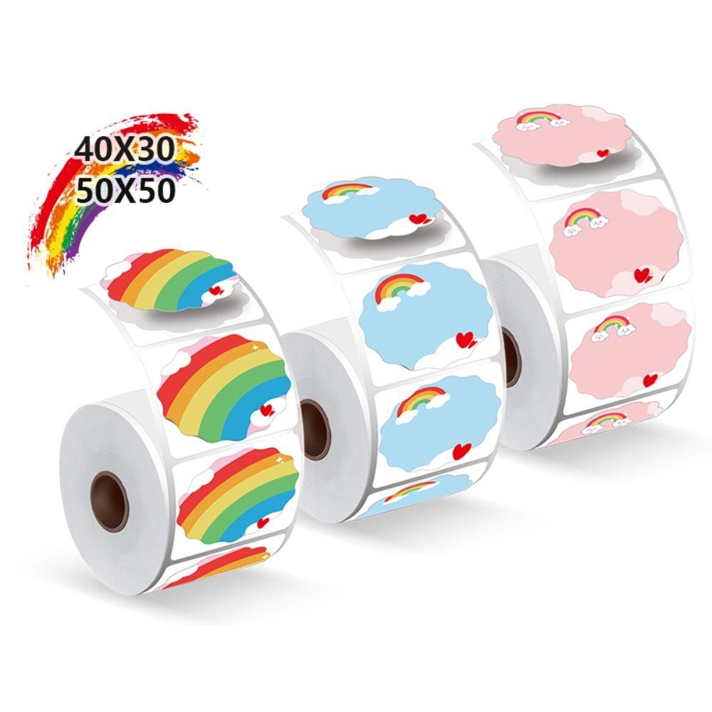 140/230Pcs DIY Blank Label Sticker Rainbow Self-Adhesive Thermal Paper  Shipping Labels