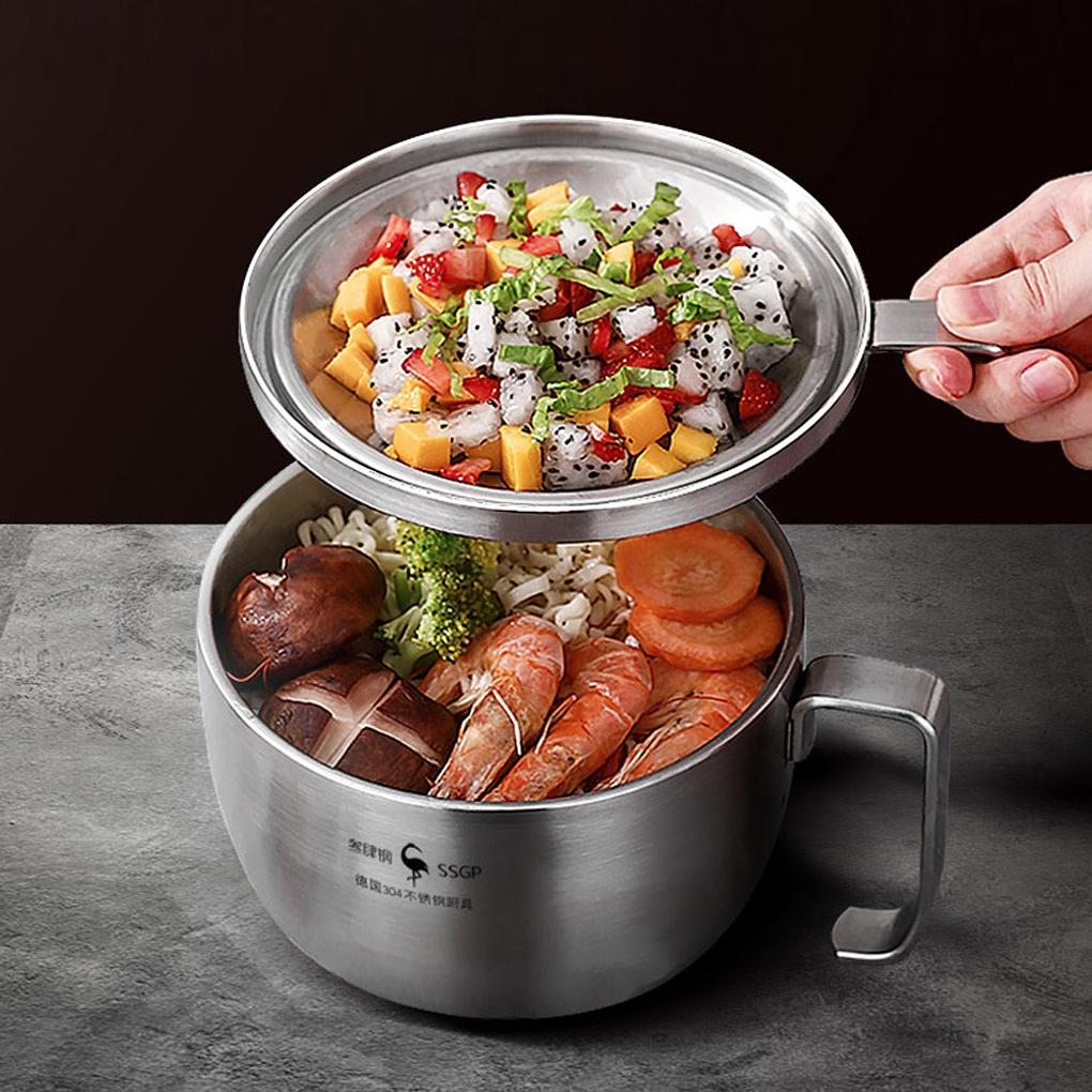 [cookings] Double Stainless Steel Ramen Bowl 1.1L with Handle Ramen Machine
