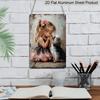2D Flat, 1pc Vintage "Girl & Yorkshire Terrier" Aluminium Sign - 8"x12" Rustic Pet & Family Decor, Heartwarming Dog Lover Wall Art, Perfect Gift for