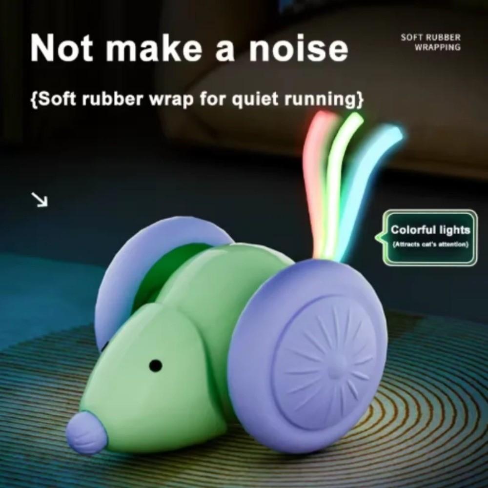 New Rechargeable Electric Mouse Car with LED Tail Obstacle Avoidance Automatic Kitten Toy Interactive Cat Toy