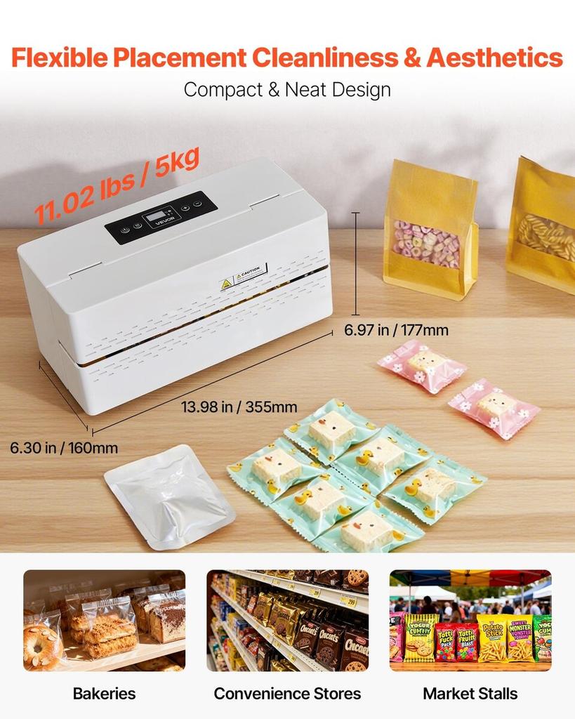 Continuous Sealing Machine, 8-12 mm Seal Width, Automatic Continuous Band Sealer with Digital Temperature Control, Automatic Shutdown, Heat Sealing