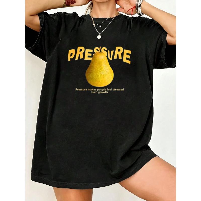 

Футболка оверсайз черного цвета с графикой Pear Pressure и мотивационной цитатой для повседневной носки и уличного стиля XXXXL чёрный