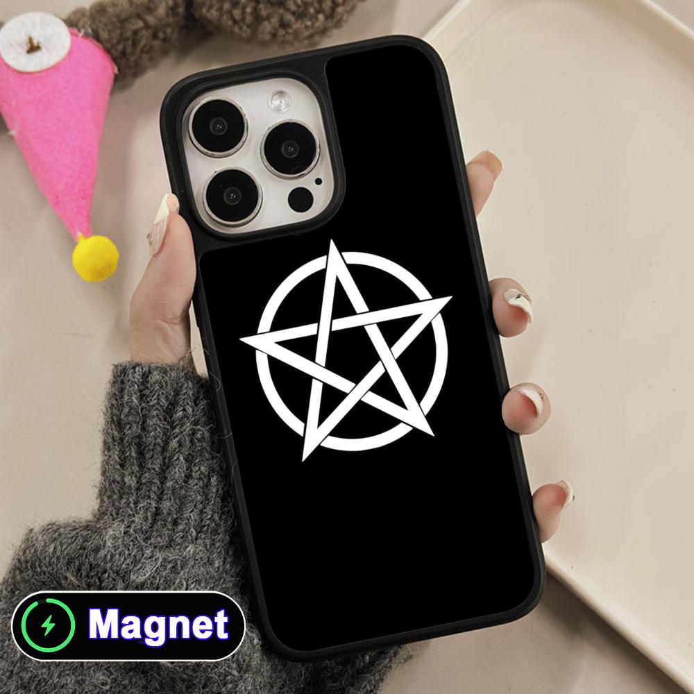 Aesthetic Pentagram Phone Case for iPhone 17 16 15 14 13 12 11 Air Pro Max Plus Matte Surface Magsafe Cover