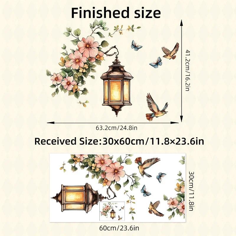 Pink Flower Pendant Light Wall Sticker Removable Wall Art Decor Waterproof Stereo Flower Home Decoration for Bedroom Living Room
