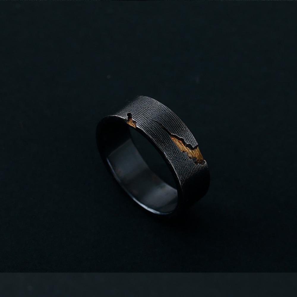 New Simple Atmosphere Ring Men's Creative Trend Retro Unique Handmade Open Ring Niche Street Birthday Party Couple Jewelry Gift