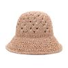 Knitted Hollow Bucket Hat Outdoor Portable Foldable Sunshade Basin Hat Summer Sunscreen Woven Hat