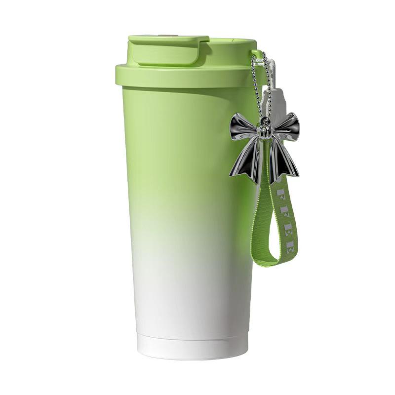 High-Design Insulated Coffee Cup with Ceramic Liner and Straw, 316 Stainless Steel, Simple Gift Box