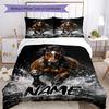 3pcs Custom Name Horse Bedding Set Duvet Cover Closure Includes 1 Duvet Cover & 2 Pillowcases, Soft and Comfortable for All Seasons.