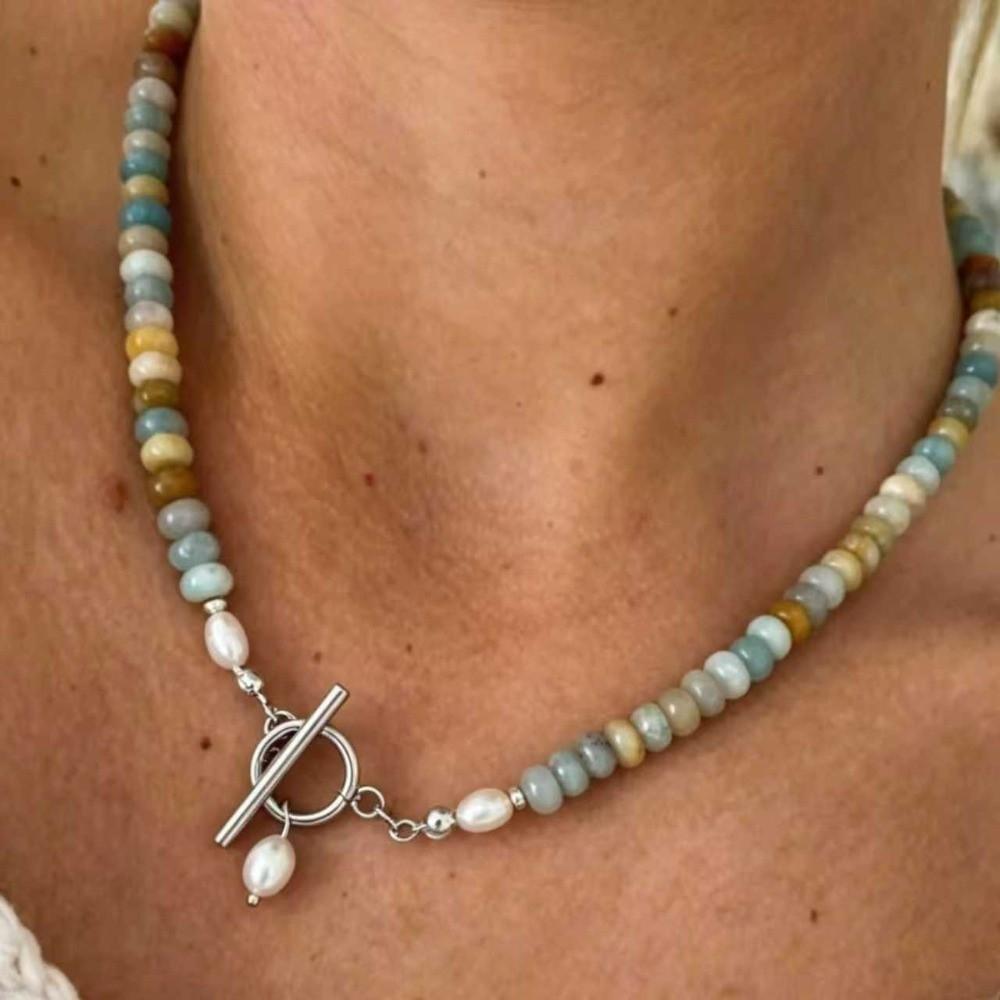 Freshwater Pearl Clavicle Necklace Natural Stone Beads Dainty Necklace for Women s Jewelry