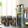 High Borosilicate Glass Wooden Handle Water Jug Heat Resistant Home Use Stylish Pitcher Set