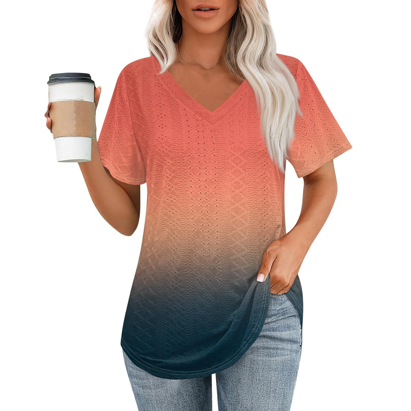 

Женские футболки с V-образным вырезом и коротким рукавом, повседневные топы свободного кроя, базовые футболки с закругленным подолом XXL шафрановый