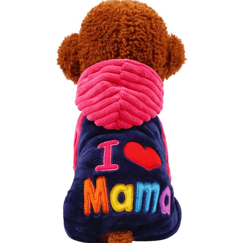 Winter Fleece Pet Dog Costume for Small Dogs Love Mom Thick Puppy Cat Clothes Chihuahua Yorkies Coat Jacket Pets Clothing Outfit
