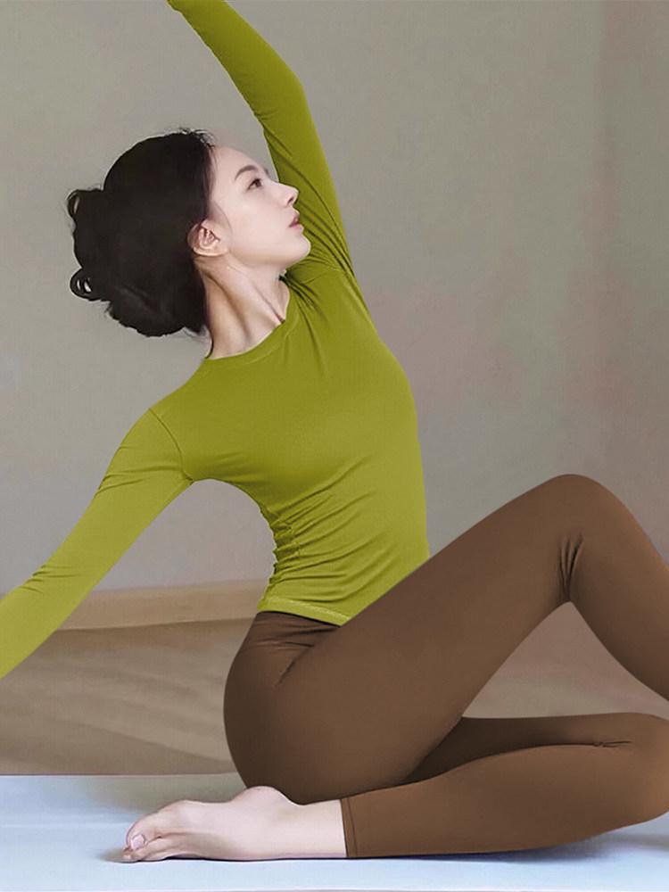 

Женский высококачественный костюм для пилатеса и йоги Весна 2026: Изысканный топ для фитнеса с длинным рукавом L (110-120)