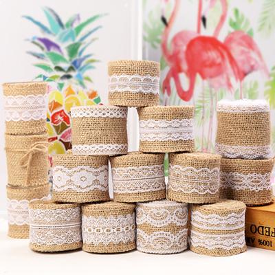 2M/Rull Säckvävsband Juterulle Gör-det-själv-sytillbehör Naturligt jutetyg ​​Presentpapper Spetsband