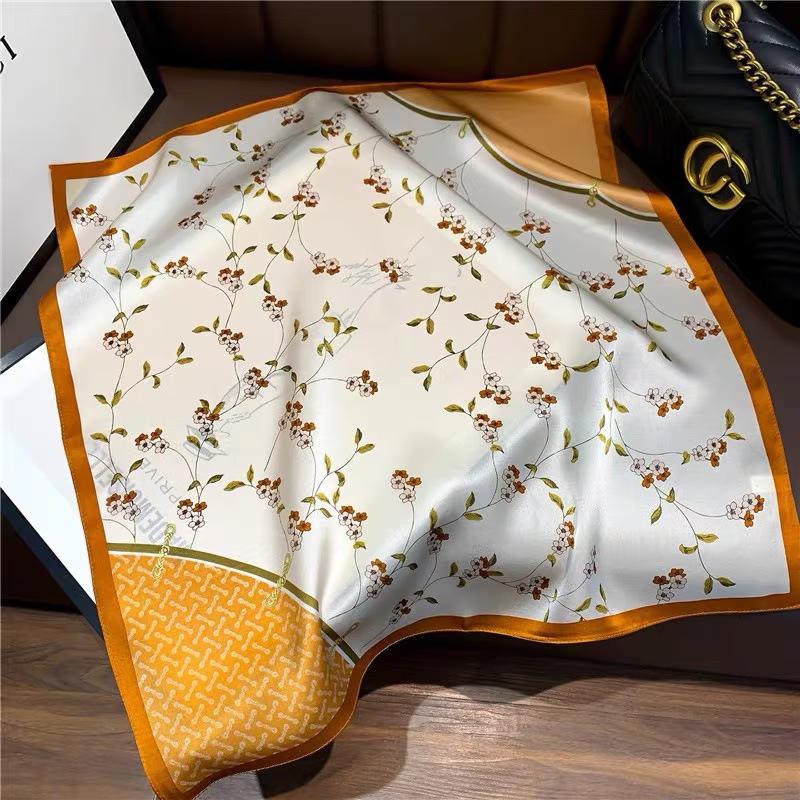 Simulation silk flower printing silk scarf square scarf high-end shawl sunscreen neck scarf headscarf scarf