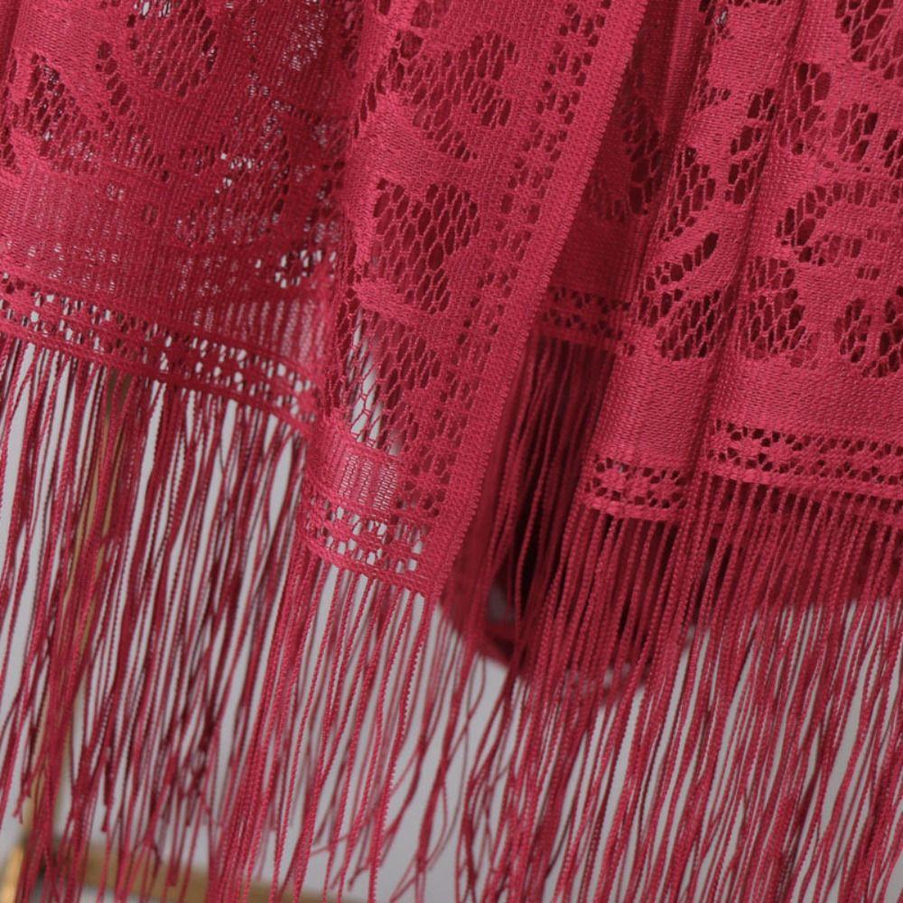 Breathable Hollow Women Lace Shawl Tassel Mesh Yarn Summer Wraps Shawl Comfortable Hijab Cover Wedding Shawl