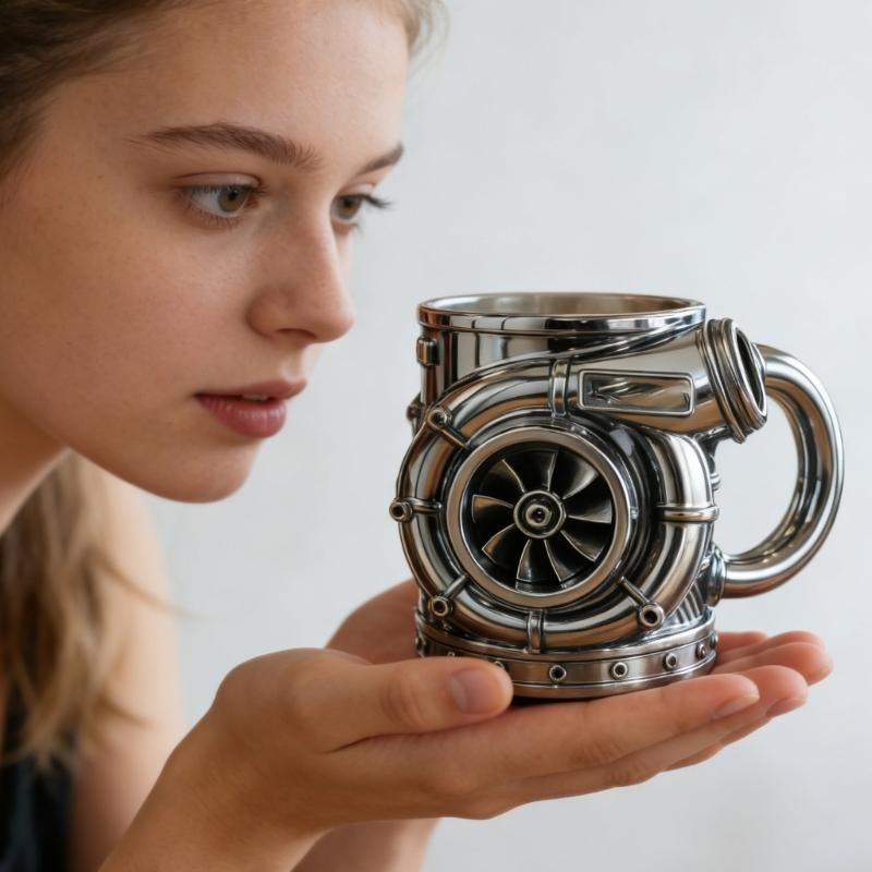 3D Turbocharger Design Stainless Steel Coffee Cup Mechanical Engine Drinkware Mug for Automotive Fan and Gift Giving
