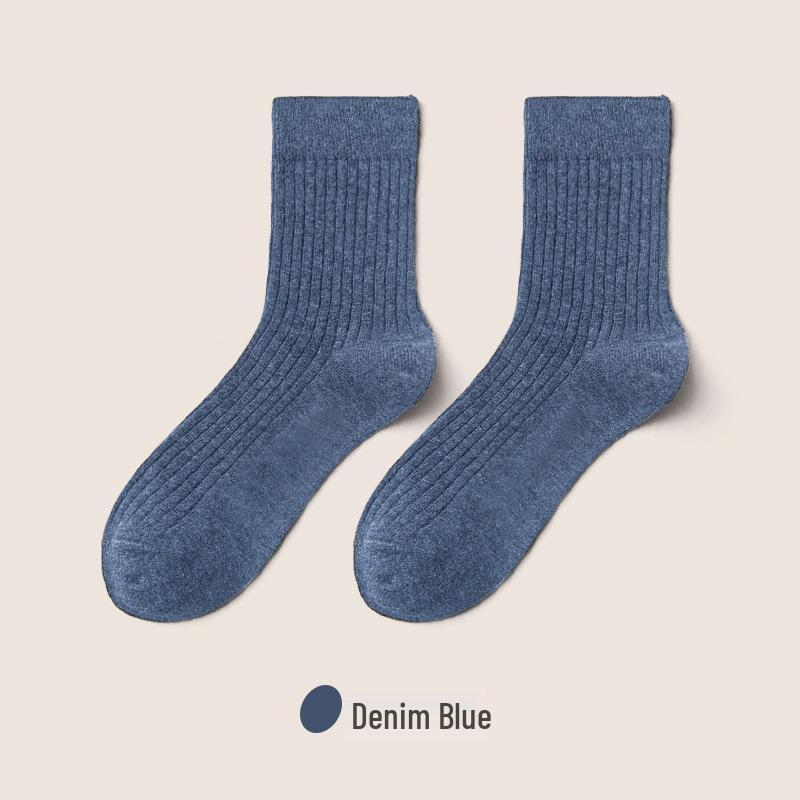 

Мужские носки до середины икры из чистого хлопка с защитой от запаха - Осенне-зимние, влагоотводящие, толстые, двухслойной вязки Size 39-44