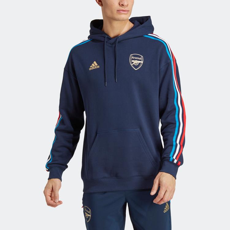 Adidas Arsenal France Capsule Collection Letter Print Three-Stripe Drawstring Hoodie Men Hoodie Collegiate-Navy-Blue HZ9990