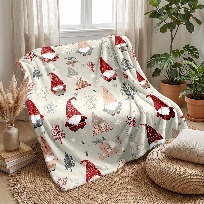 Winter Gnome Celebration Theme blanket Lightweight Warm Flannel Blanket Decorative Throw Blanket for Home Decoration